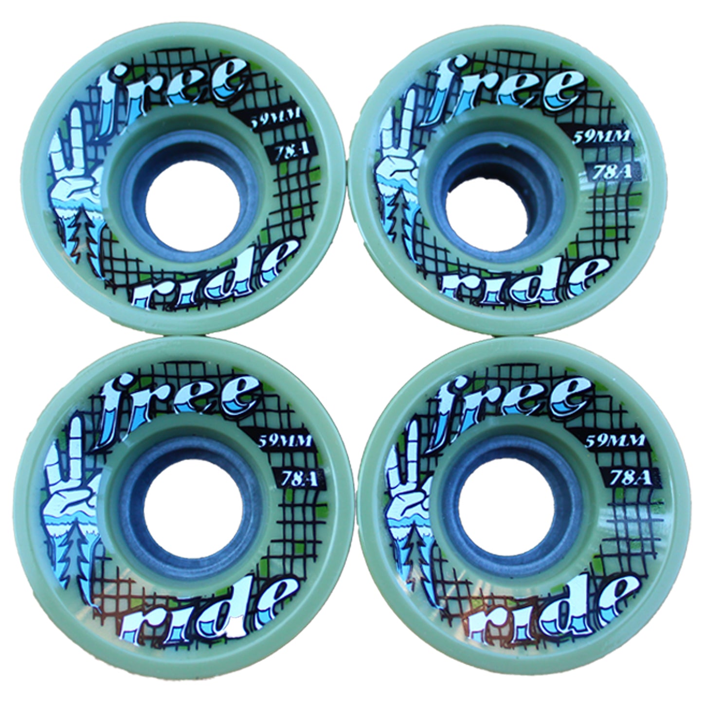 Freeride Green Longboard Cruiser Wheels 59mm 78a