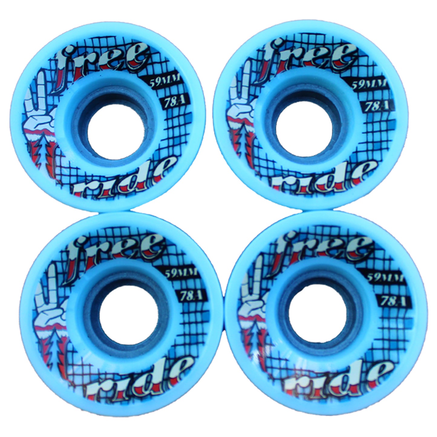 Freeride Turquoise Longboard Cruiser Wheels 59mm 78a