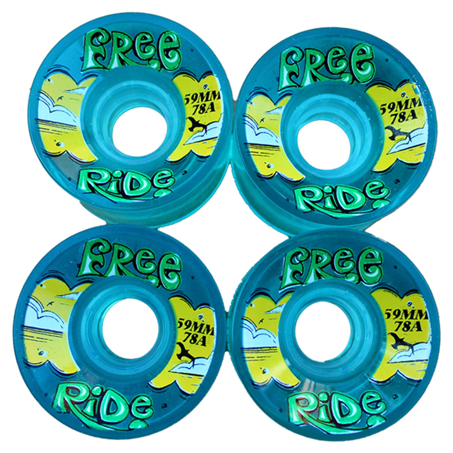 Freeride Transparent Longboard Cruiser Wheels 59mm 78a