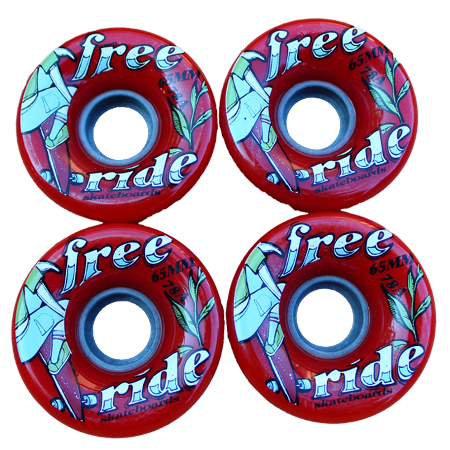 Freeride Red Longboard Cruiser Wheels 65mm 78a