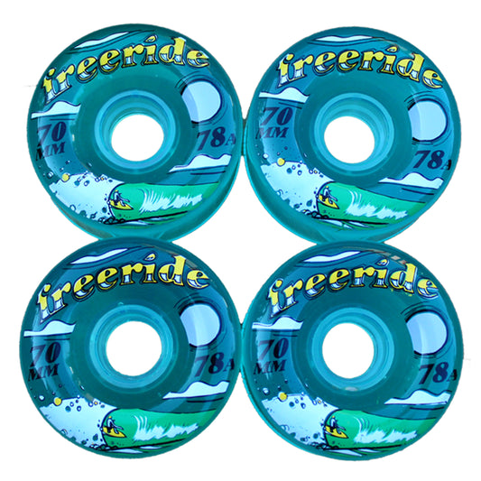 Freeride Clear Blue Longboard Cruiser Wheels 70mm 78a