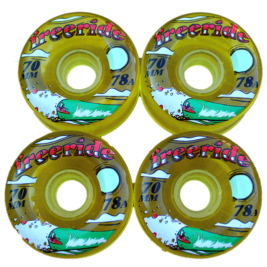 Freeride Yellow Longboard Cruiser Wheels 70mm 78a