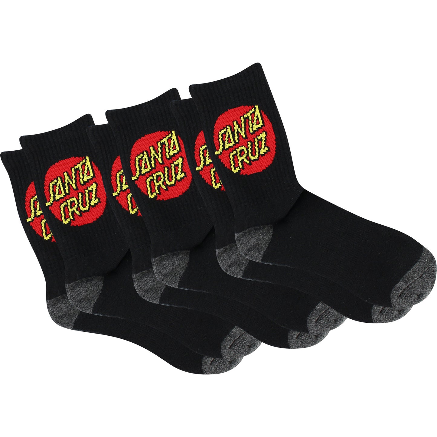 Santa Cruz Skateboards Cruz Logo Black 4 Pack Crew Socks - Youth Size (2-5.5)